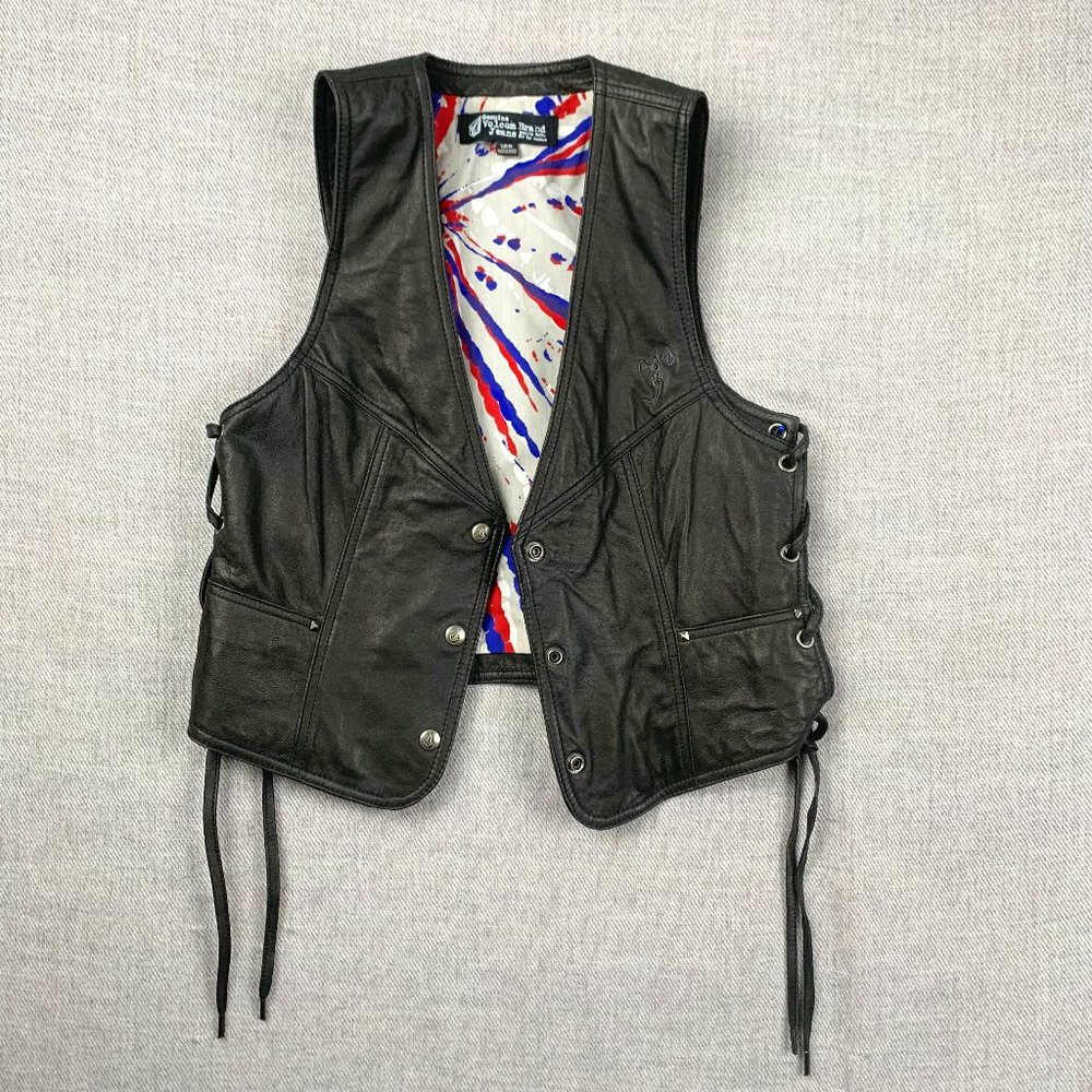 Volcom Leather Womans Biker Vest Size XS-S